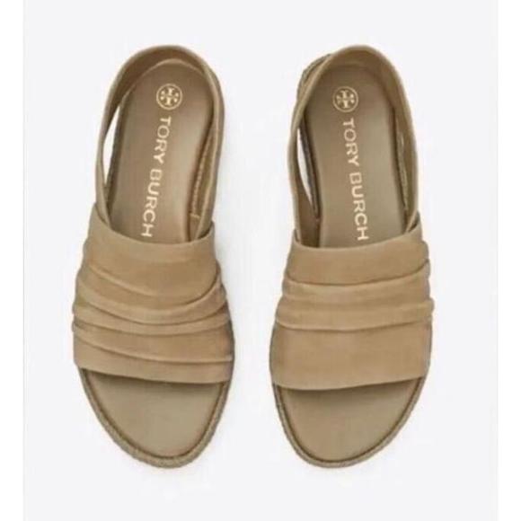 TORY BURCH SLING BACK SUEDE ESPADRILLE SANDALS IN NEUTRAL SIZE 5.5 - Picture 2 of 8